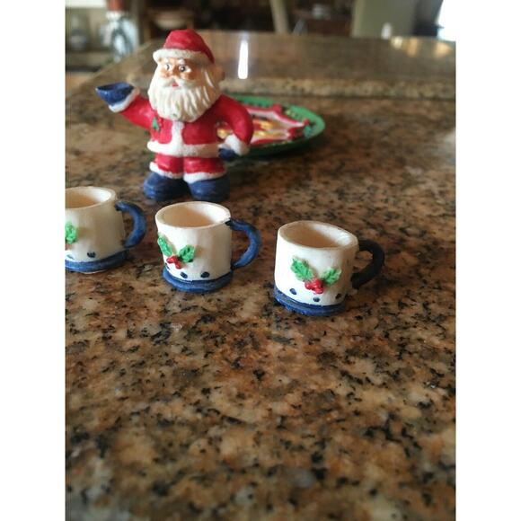 Miniature Santa Claus Christmas Xmas Sleigh Winter Tea Set Vintage - Picture 6 of 11